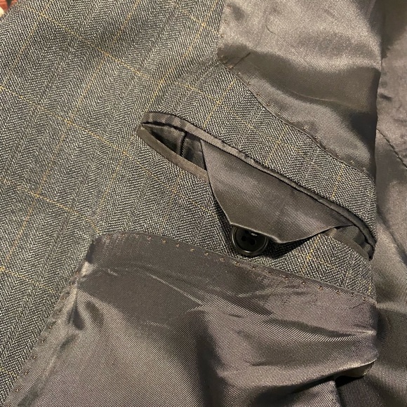 NWOT Italian Wool H&M Windowpane Check Blazer - Mens 40 Slim - Picture 10 of 16